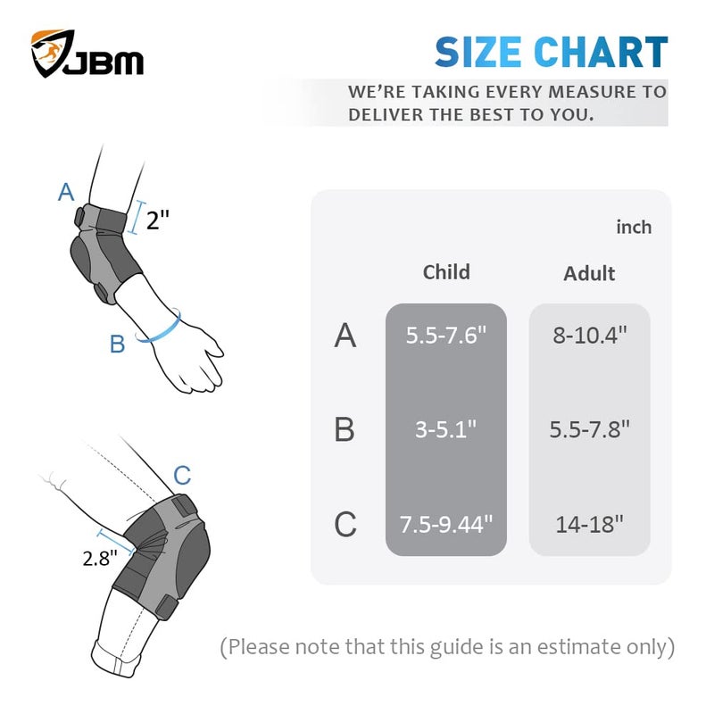 JBM Adult & Kids Knee Pads Elbow Pads and Wrist Guards for Inline Skating, Roller Skating, Skateboarding, Scootering - Image 5